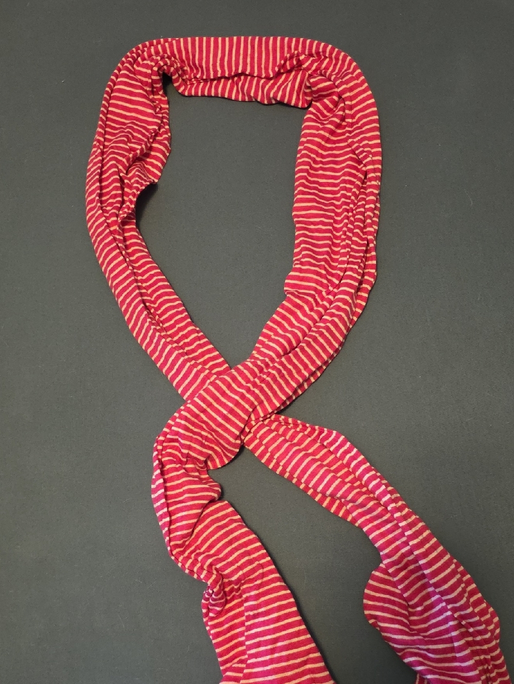 Talbots Red and White Striped Lightweight Scarf